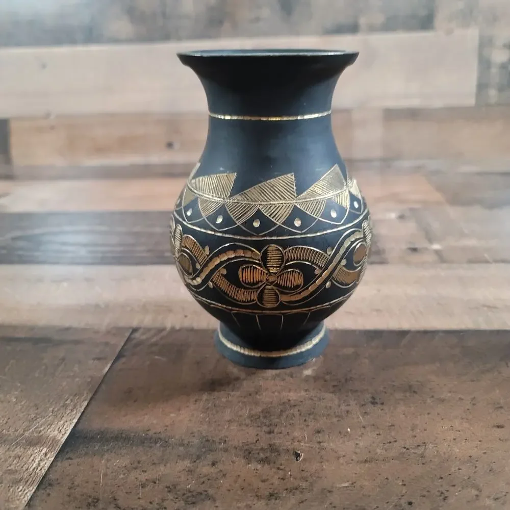 Vintage Unique Etched Blackened Brass 6